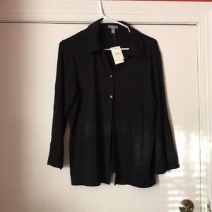 Jersey knit button front blouse